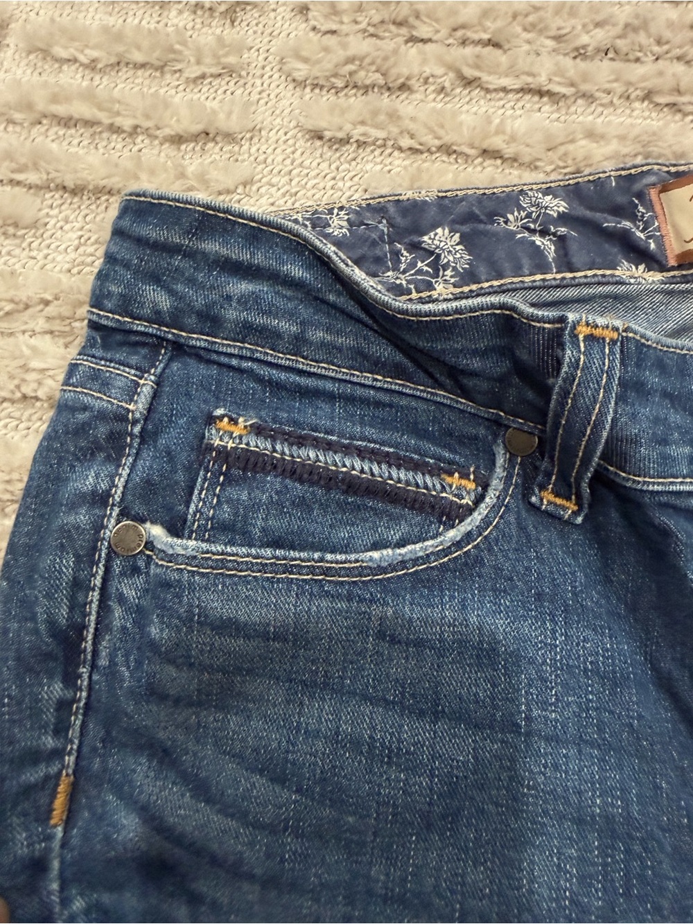 PAIGE Blue Flare Jeans in Washed Indigo - Picture 4 of 8